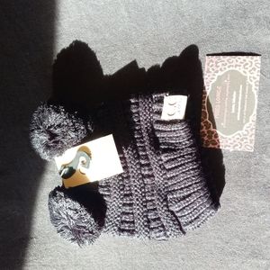 CC Beanie Baby Black Double Pom Beanie